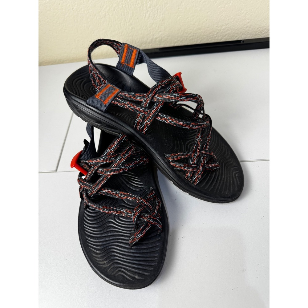 Chaco ZCloud 2 Sandals Womens 9 Strappy Toe Loop Black Orange Hiking Gorpcore